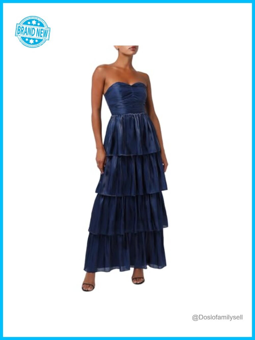Lulus Bella Tiered Satin Formal Maxi Dress Sweetheart Strapless